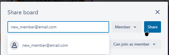 Add email and share board